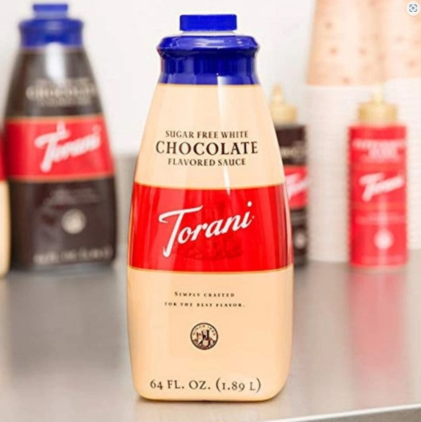 Torani Sugar Free White Chocolate Sauce - 64 oz. Bottle