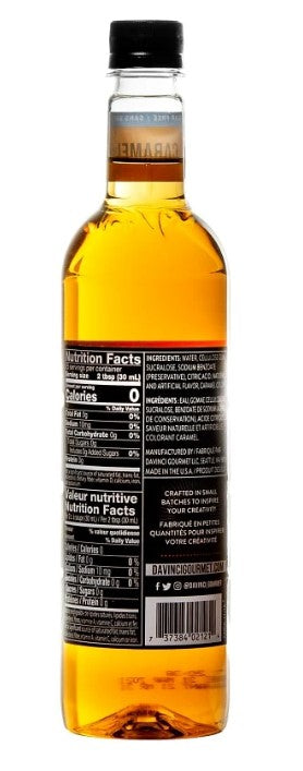 Davinci Sugar Free Flavored Syrups - 750 ml. Plastic Bottle: Caramel