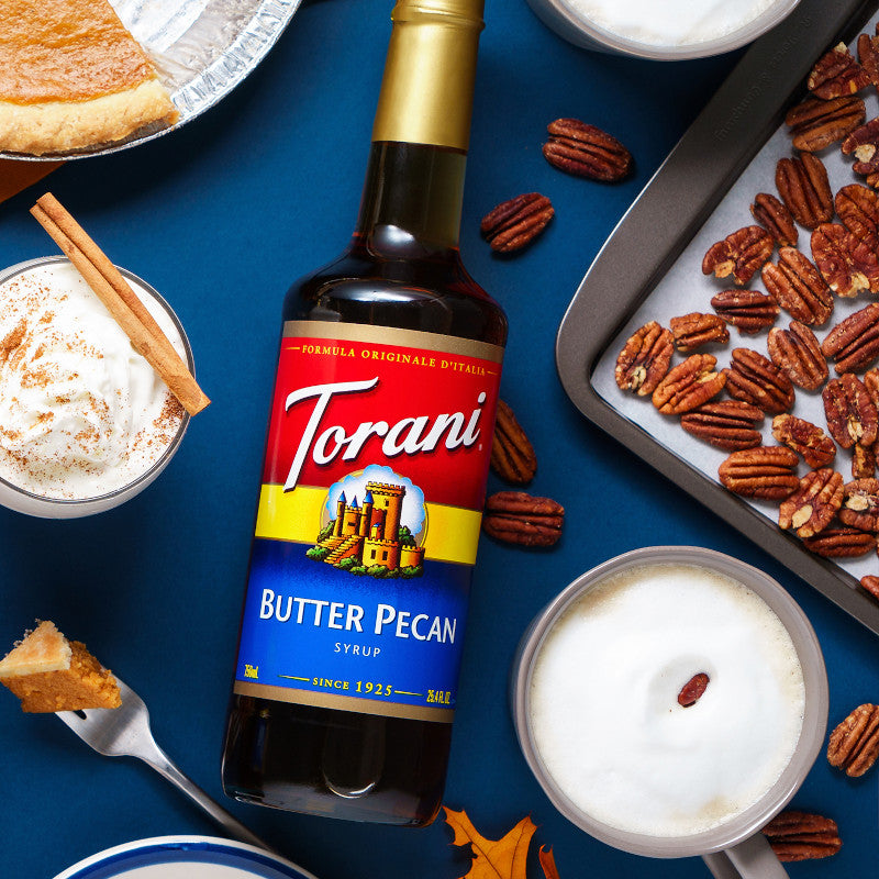 Torani Classic Flavored Syrups - 750 ml Glass Bottle: Butter Pecan