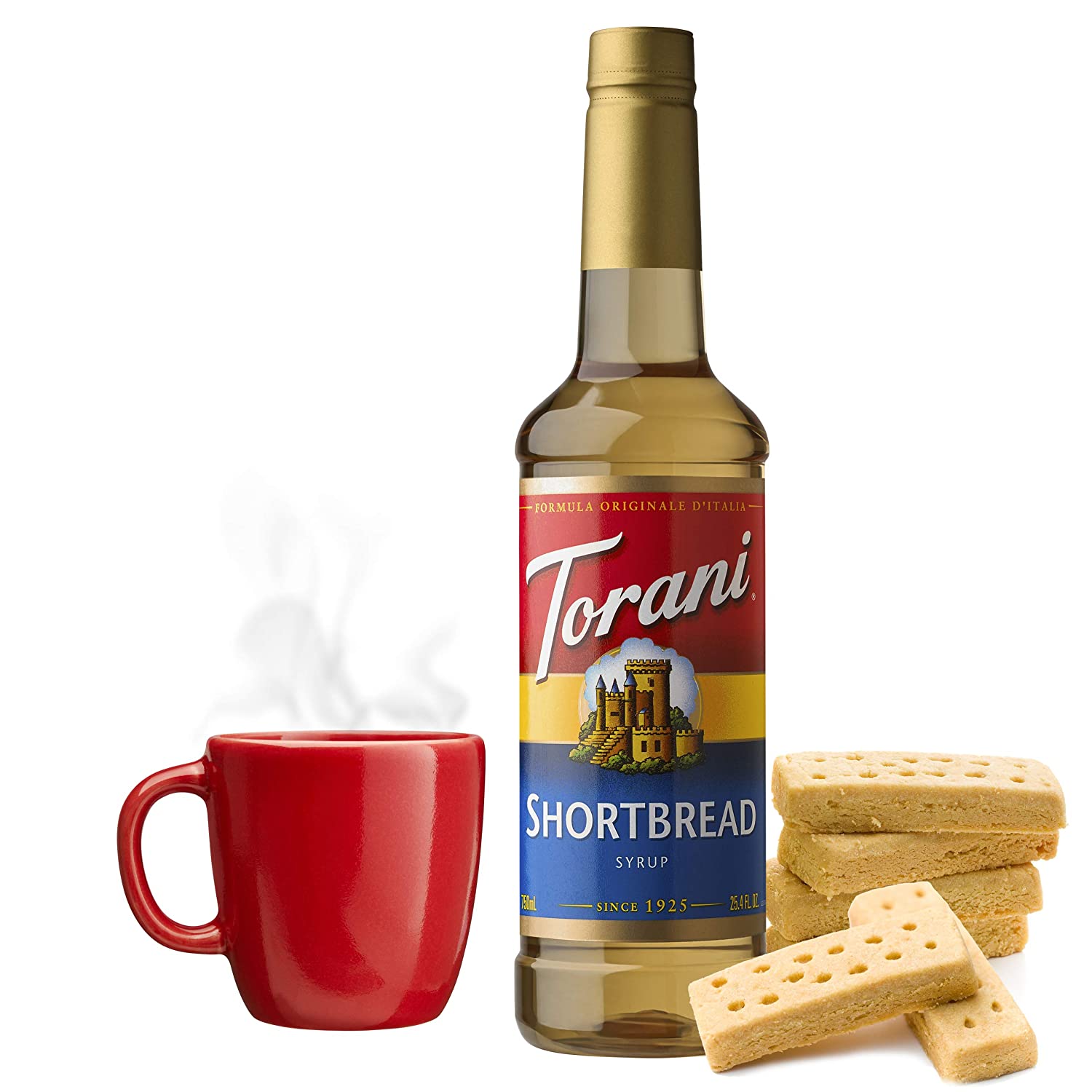 Torani Classic Flavored Syrups - 750 ml Glass Bottle: Shortbread