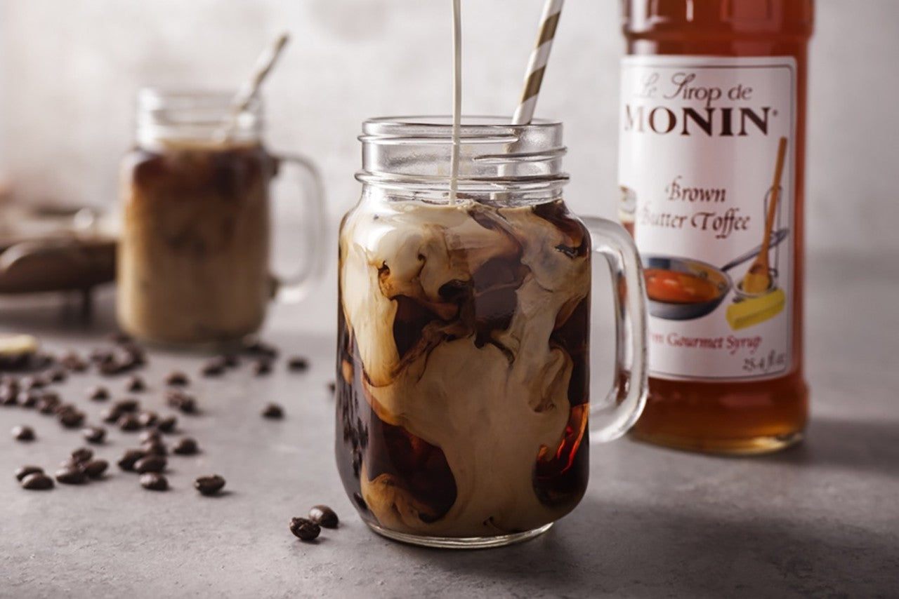 Monin Classic Flavored Syrups - 750 ml. Glass Bottle: Brown Butter Toffee
