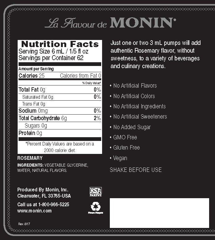 Monin Concentrated Flavor - 375 mL Plasic Bottle: Rosemary