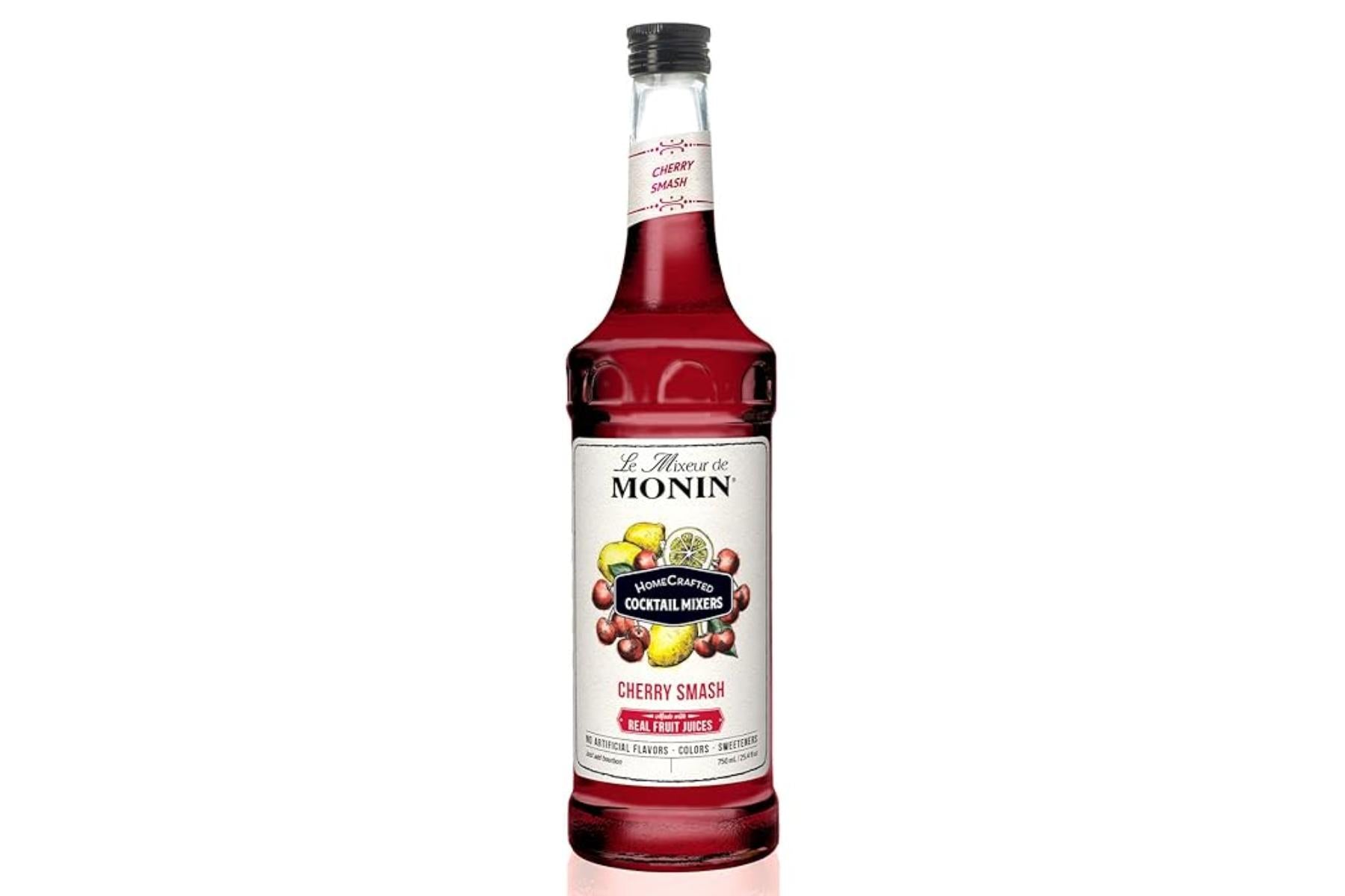 Monin Homecrafted Cocktail Mixers - 750 ml. Glass Bottle: Cherry Smash