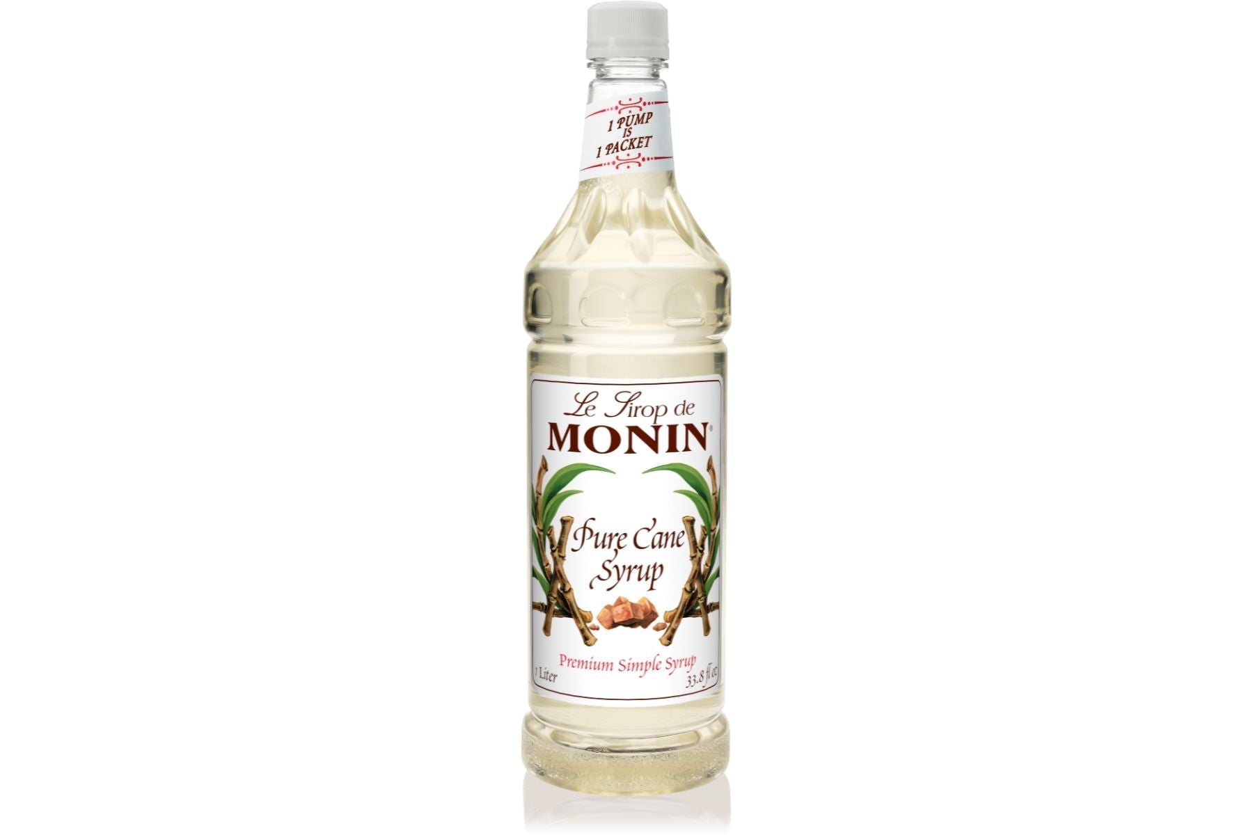 Monin Classic Syrup - 1L Plastic Bottle: Pure Cane Syrup