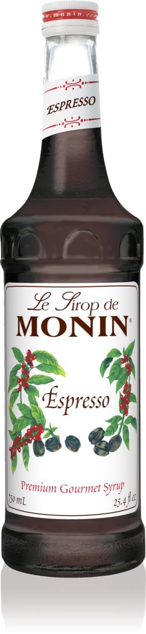 Monin Classic Flavored Syrups - 750 ml. Glass Bottle: Espresso