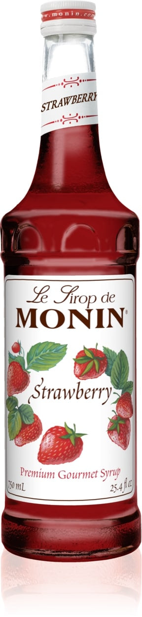 Monin Classic Flavored Syrups - 750 ml. Glass Bottle: Strawberry