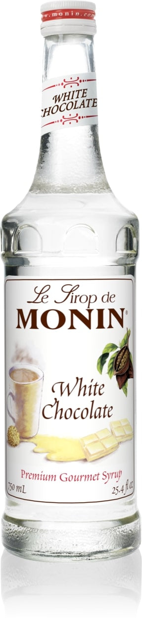 Monin Classic Flavored Syrups - 750 ml. Glass Bottle: Chocolate, White