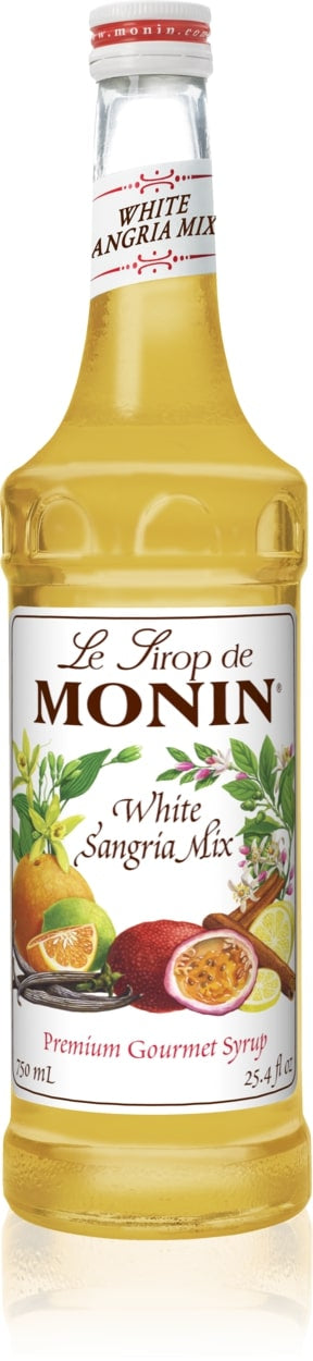 Monin Classic Flavored Syrups - 750 ml. Glass Bottle: Sangria Mix, White