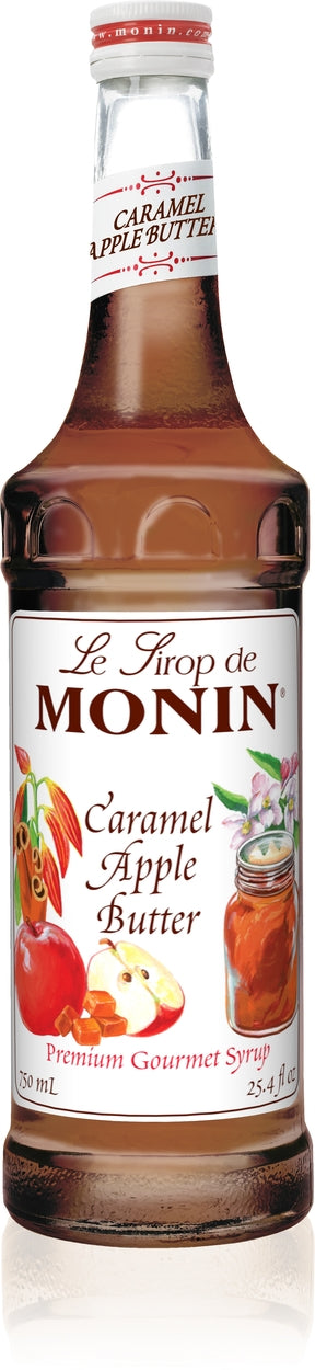 Monin Classic Flavored Syrups - 750 ml. Glass Bottle: Caramel Apple Butter