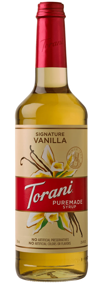 Torani Puremade Flavor Syrup: 750ml Glass Bottle: Signature Vanilla
