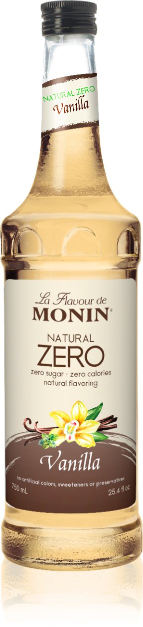 Monin Zero Calorie Flavored Syrups - 750 ml. Glass Bottle: Vanilla