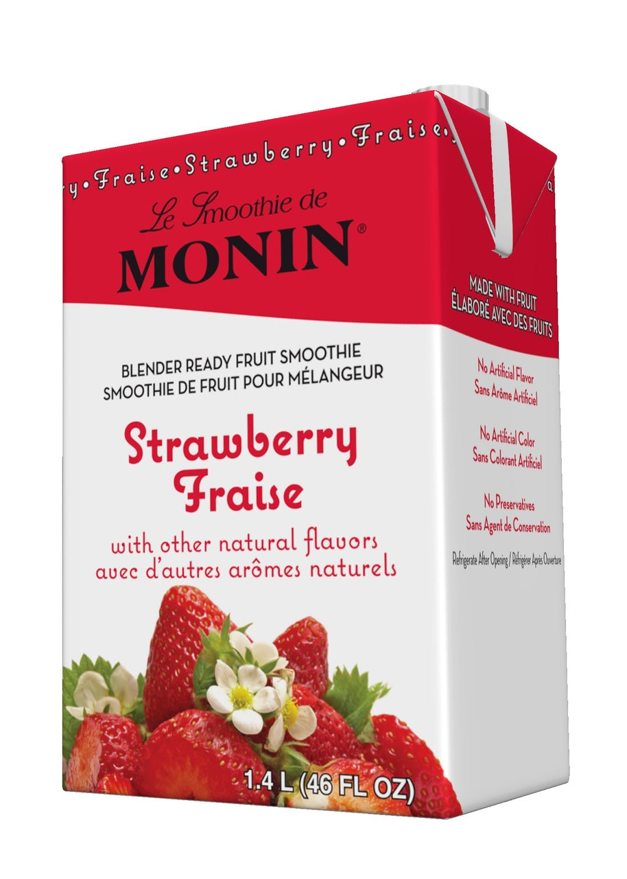 Monin Fruit Smoothies: 46oz Carton: Strawberry