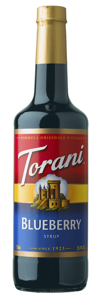 Torani Classic Flavored Syrups - 750 ml Glass Bottle: Blueberry