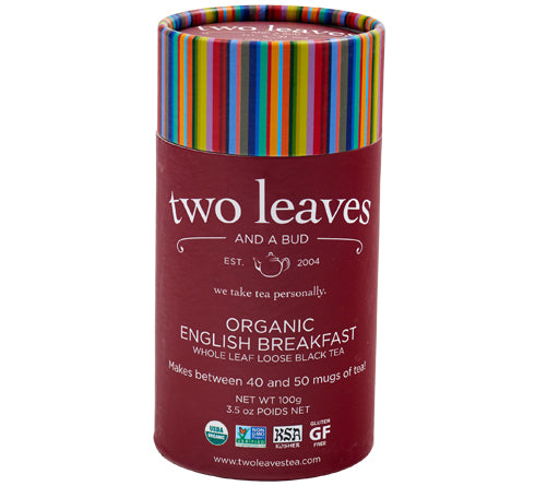 Two Leaves Tea: Organic English Breakfast - Loose Tea in a Cylinder