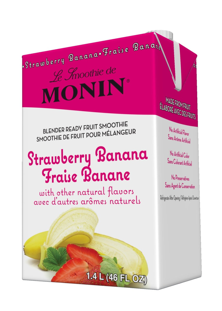 Monin Fruit Smoothies: 46oz Carton: Strawberry Banana