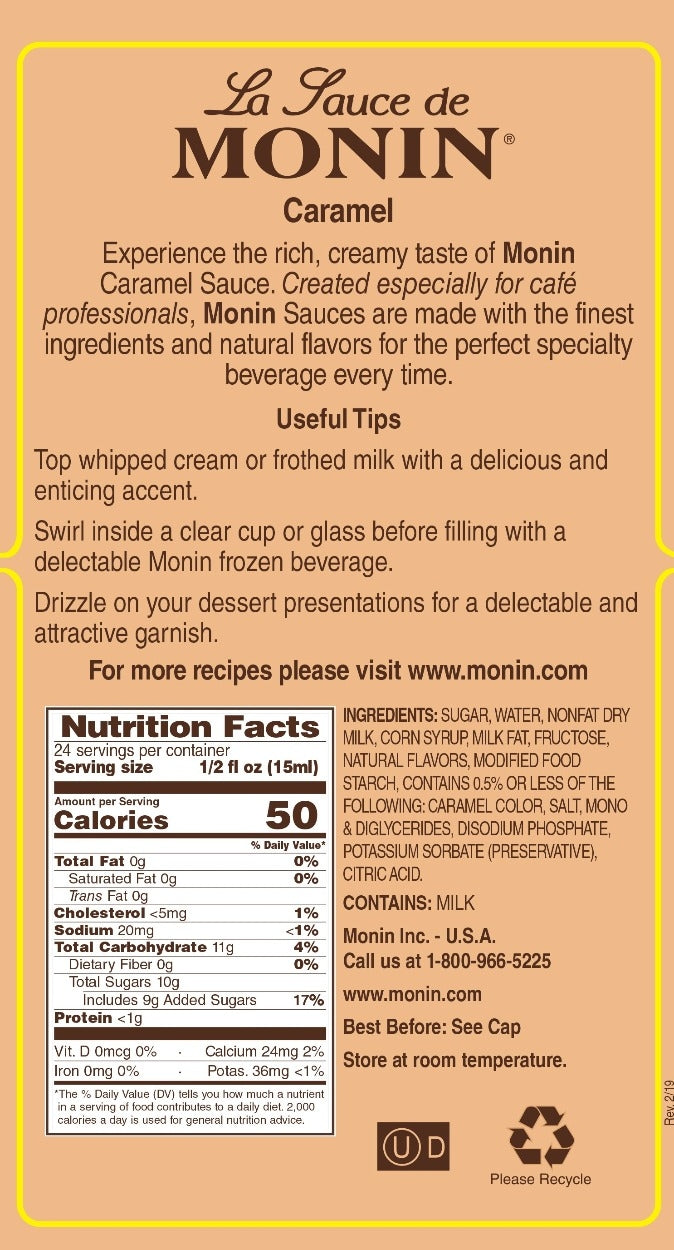 Monin Gourmet Sauce - 12 oz. Bottle: Caramel