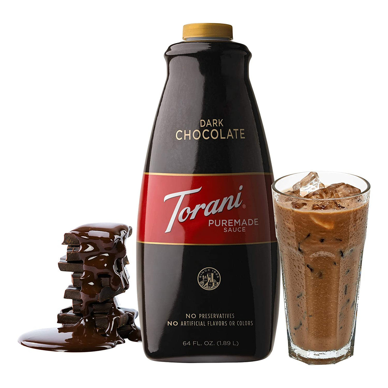 Torani Puremade Dark Chocolate Sauce - 64 oz. Bottle
