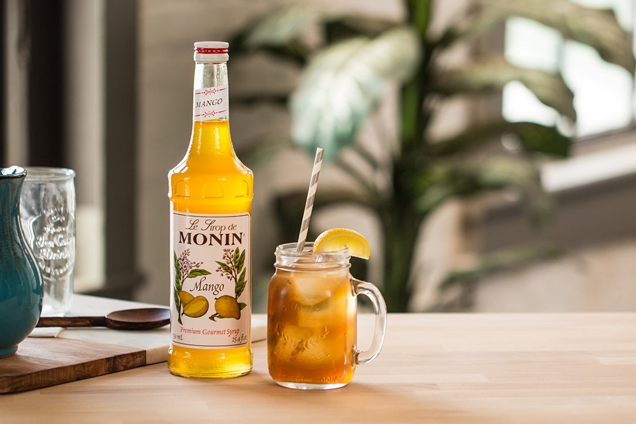 Monin Classic Flavored Syrups - 750 ml. Glass Bottle: Mango