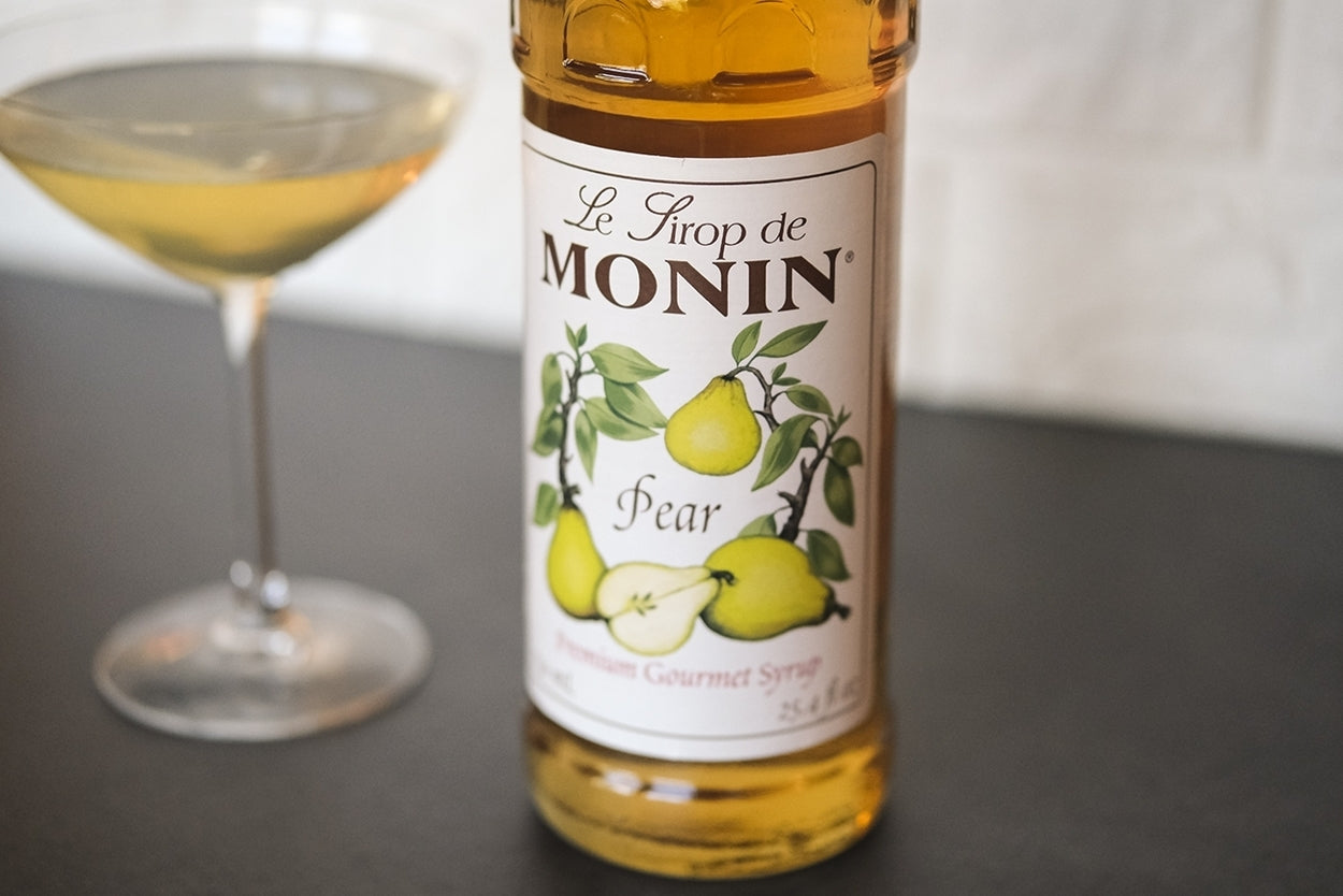 Monin Classic Flavored Syrups - 750 ml. Glass Bottle: Pear