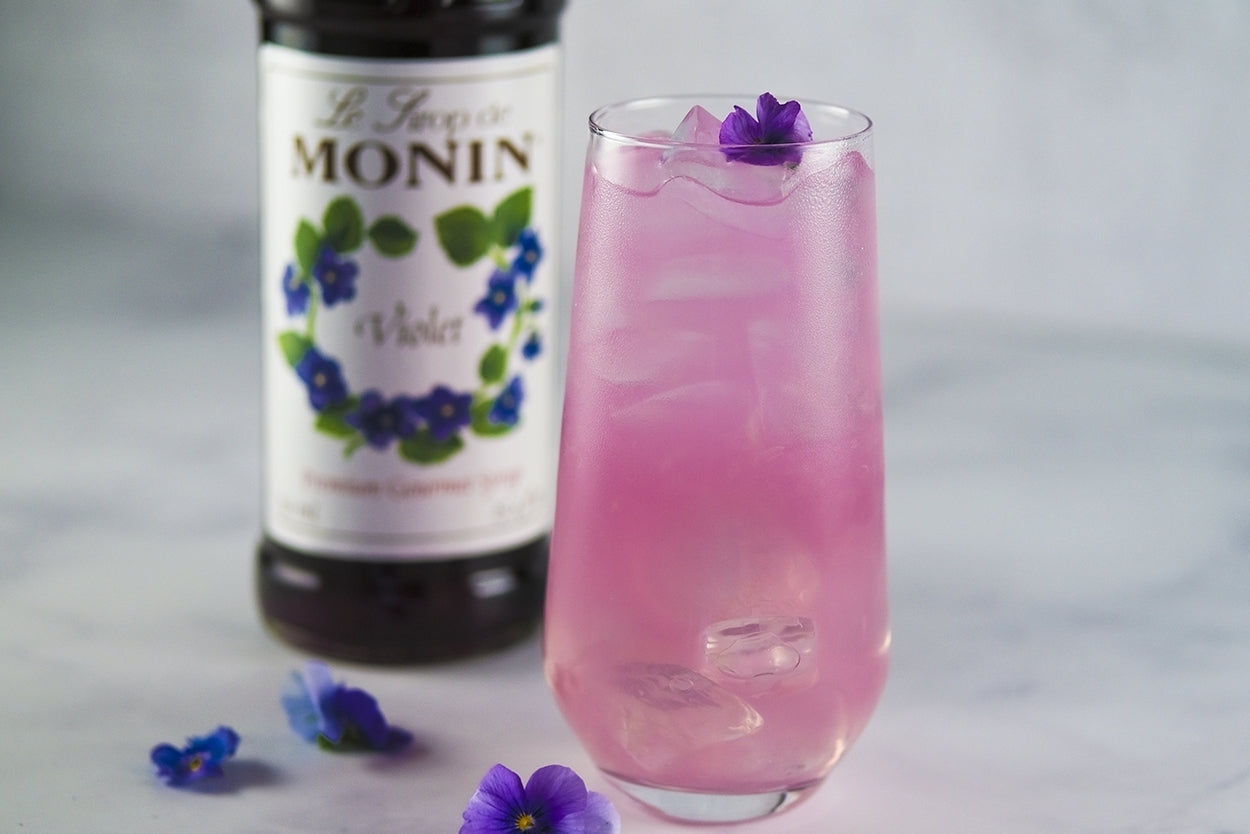 Monin Classic Flavored Syrups - 750 ml. Glass Bottle: Violet