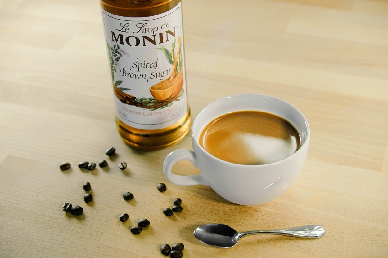 Monin Classic Flavored Syrups - 750 ml. Glass Bottle: Spiced Brown Sugar