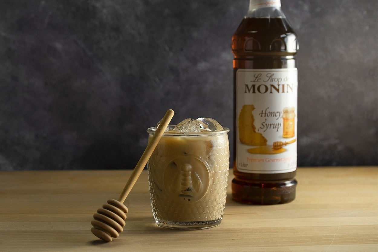 Monin Classic Flavored Syrups - 750 ml. Glass Bottle: Honey