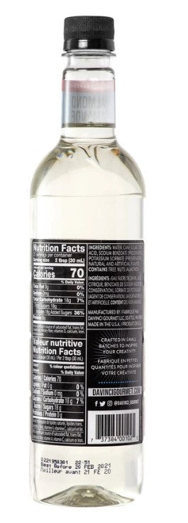 Davinci Classic Flavored Syrups - 750 ml. Plastic Bottle: Almond