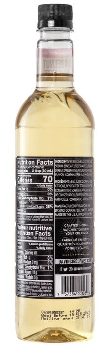 Davinci Classic Flavored Syrups - 750 ml. Plastic Bottle: Hazelnut