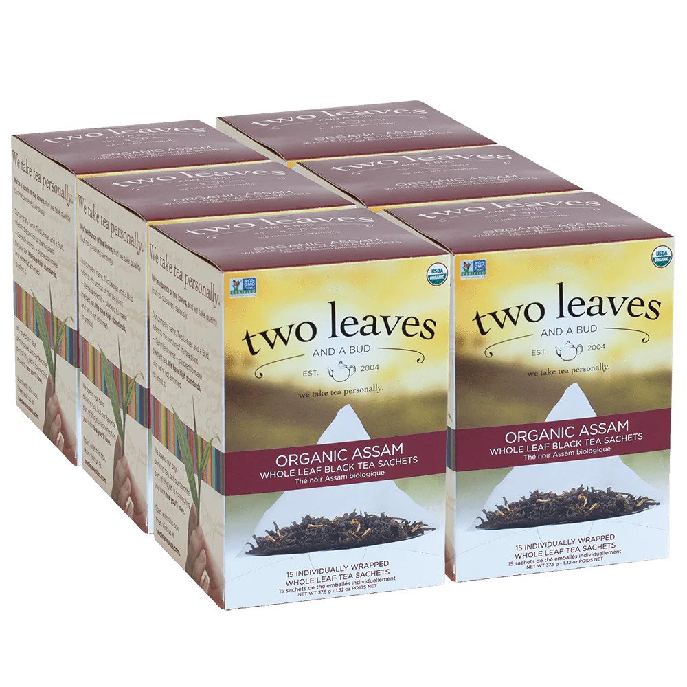 Two Leaves Tea - Box of 15 Tea Sachets: Organic Assam, The Original Breakfast Tea