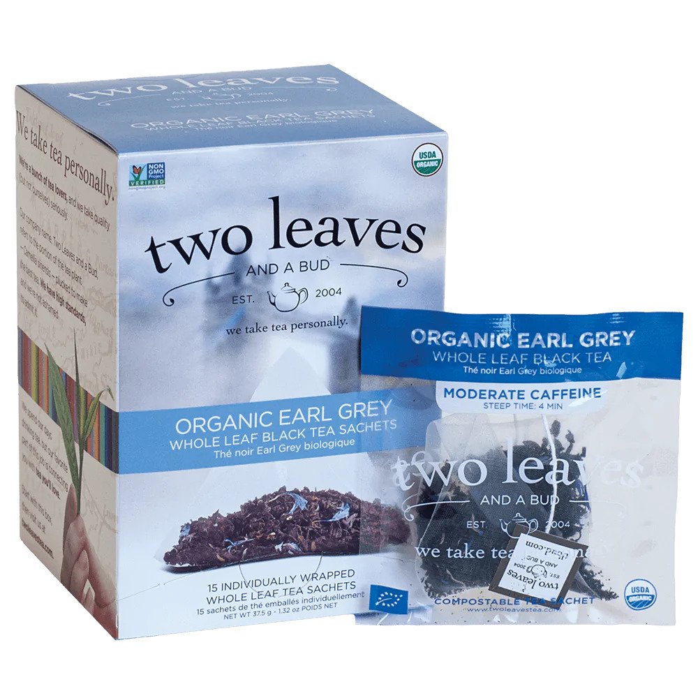 Two Leaves Tea - Box of 15 Tea Sachets: Organic Earl Grey Tea