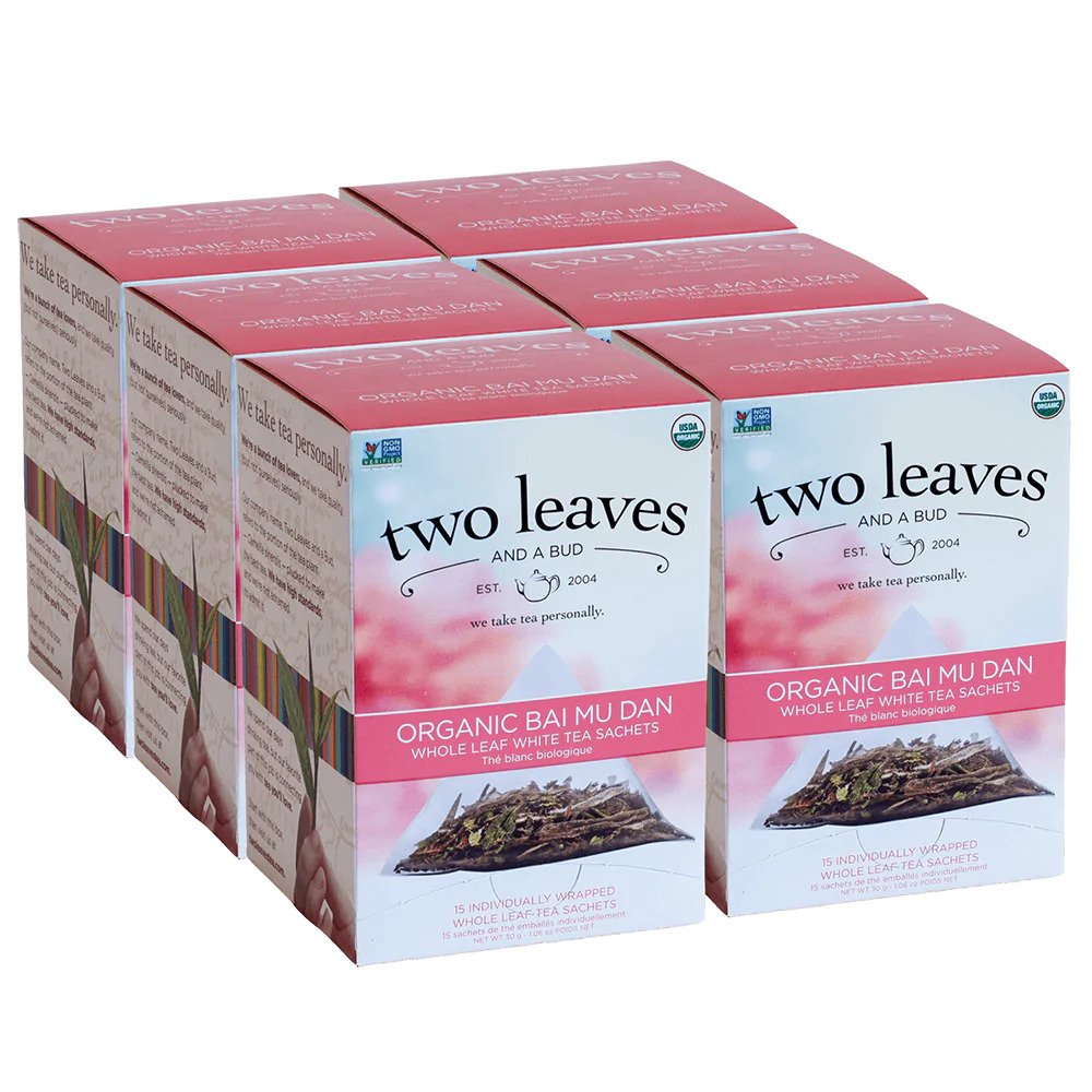 Two Leaves Tea - Box of 15 Tea Sachets: Organic Bai Mu Dan White Peony Tea-4