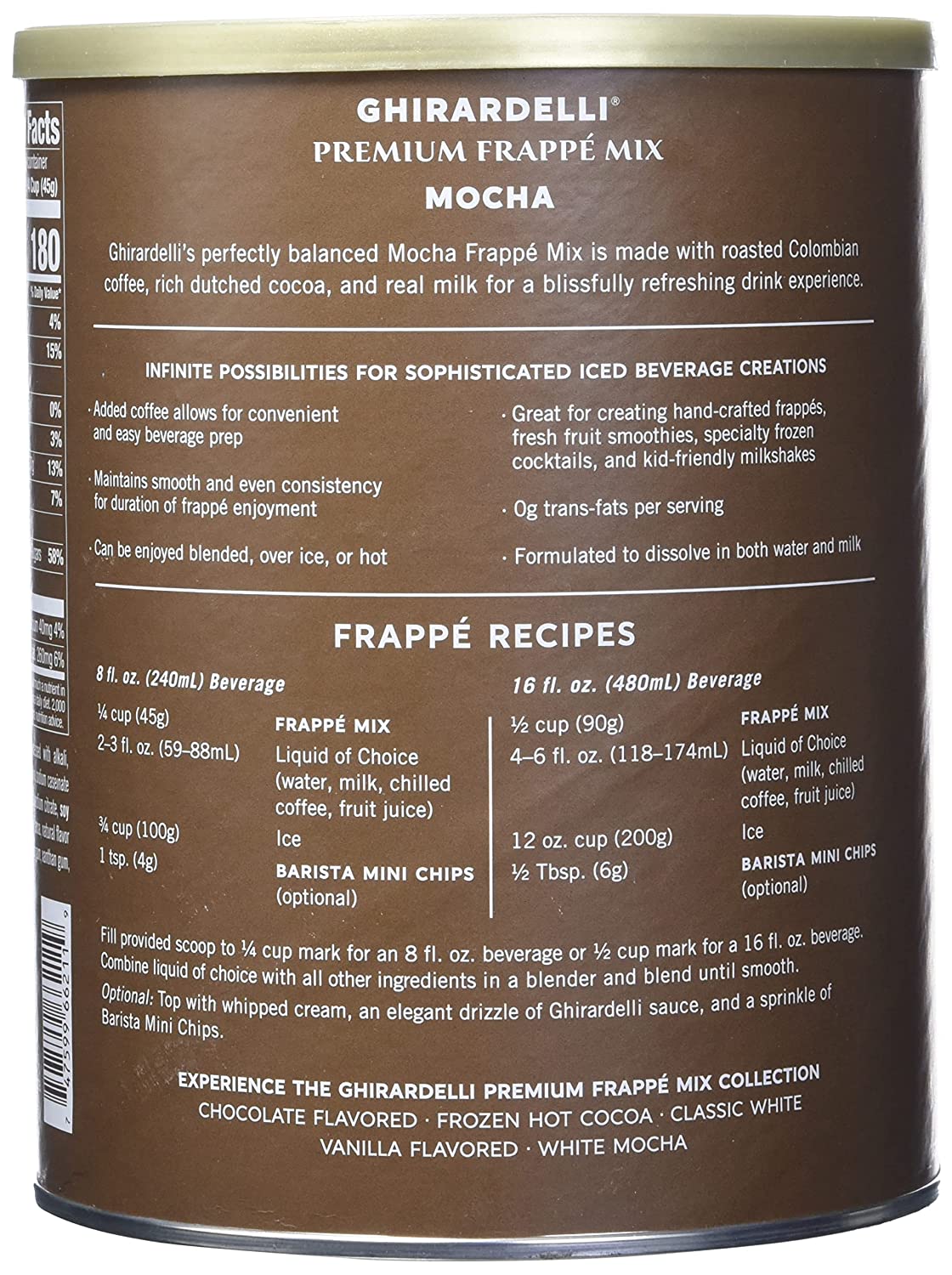 Ghirardelli Frappe (W/ COFFEE) - 3.12lb Cans: Mocha