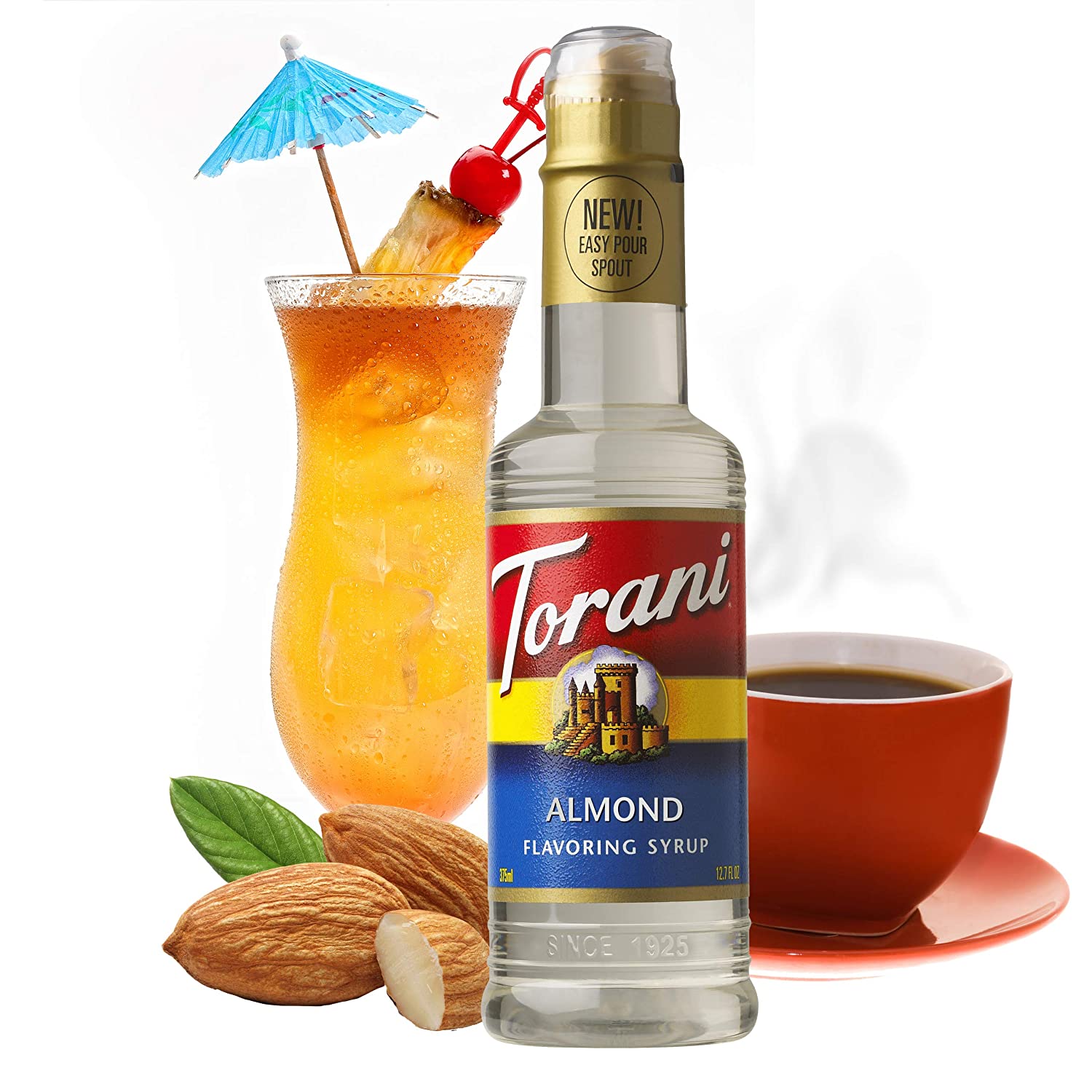 Torani Classic Flavored Syrups - 750 ml Glass Bottle: Almond