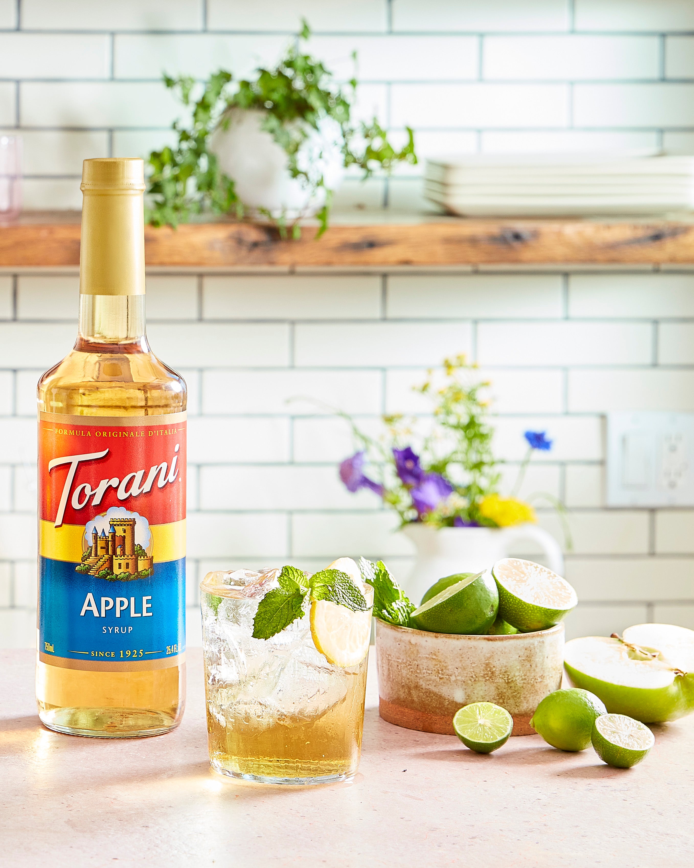Torani Classic Flavored Syrups - 750 ml Glass Bottle: Apple