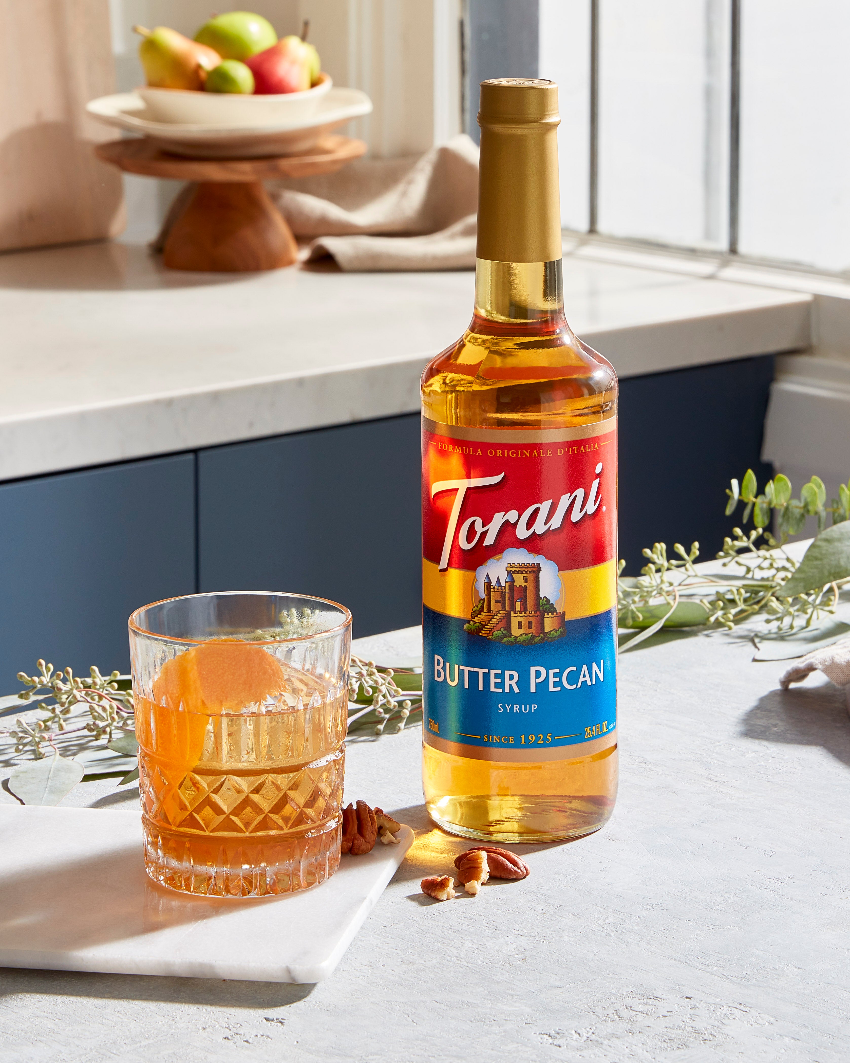 Torani Classic Flavored Syrups - 750 ml Glass Bottle: Butter Pecan