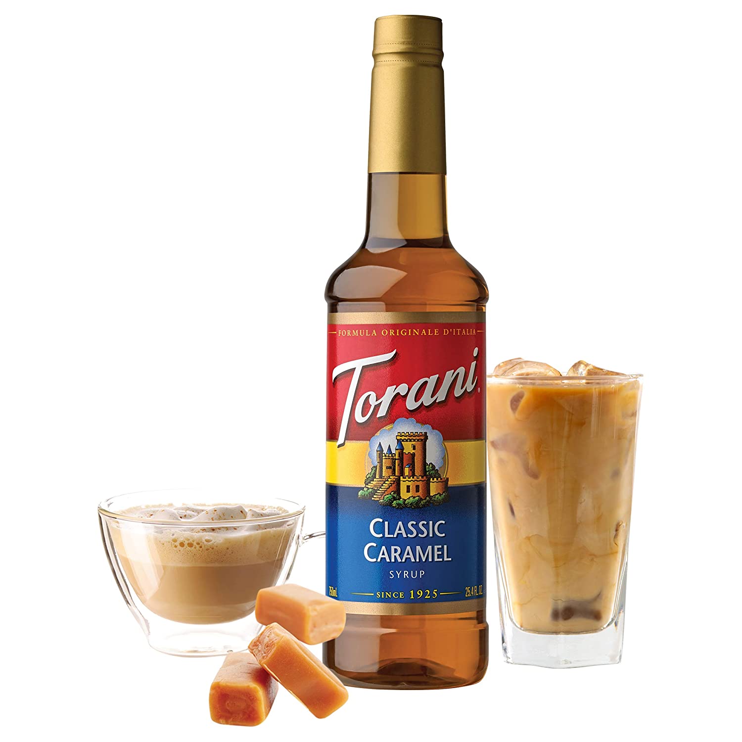 Torani Classic Flavored Syrups - 750 ml Glass Bottle: Caramel Classic