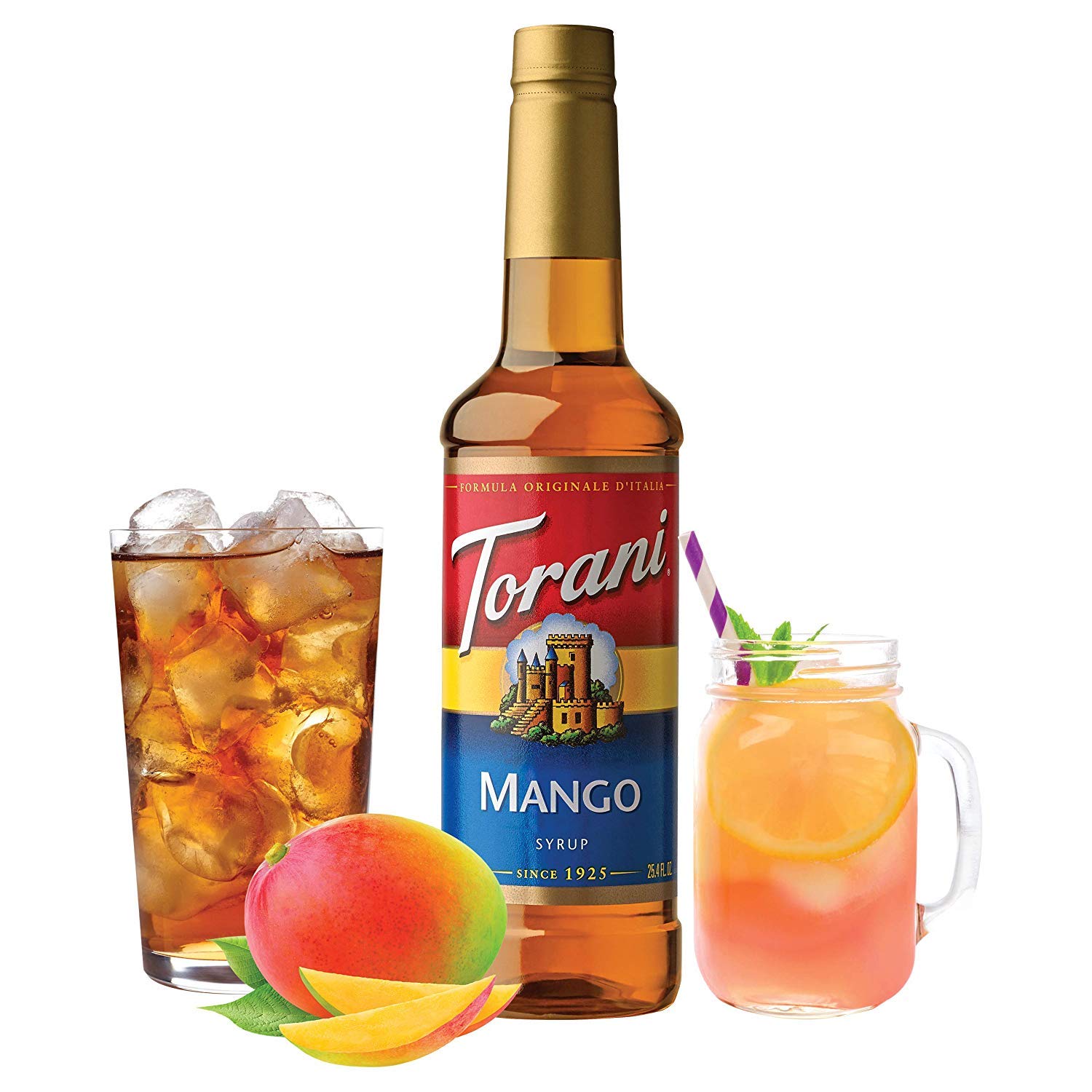 Torani Classic Flavored Syrups - 750 ml Glass Bottle: Mango