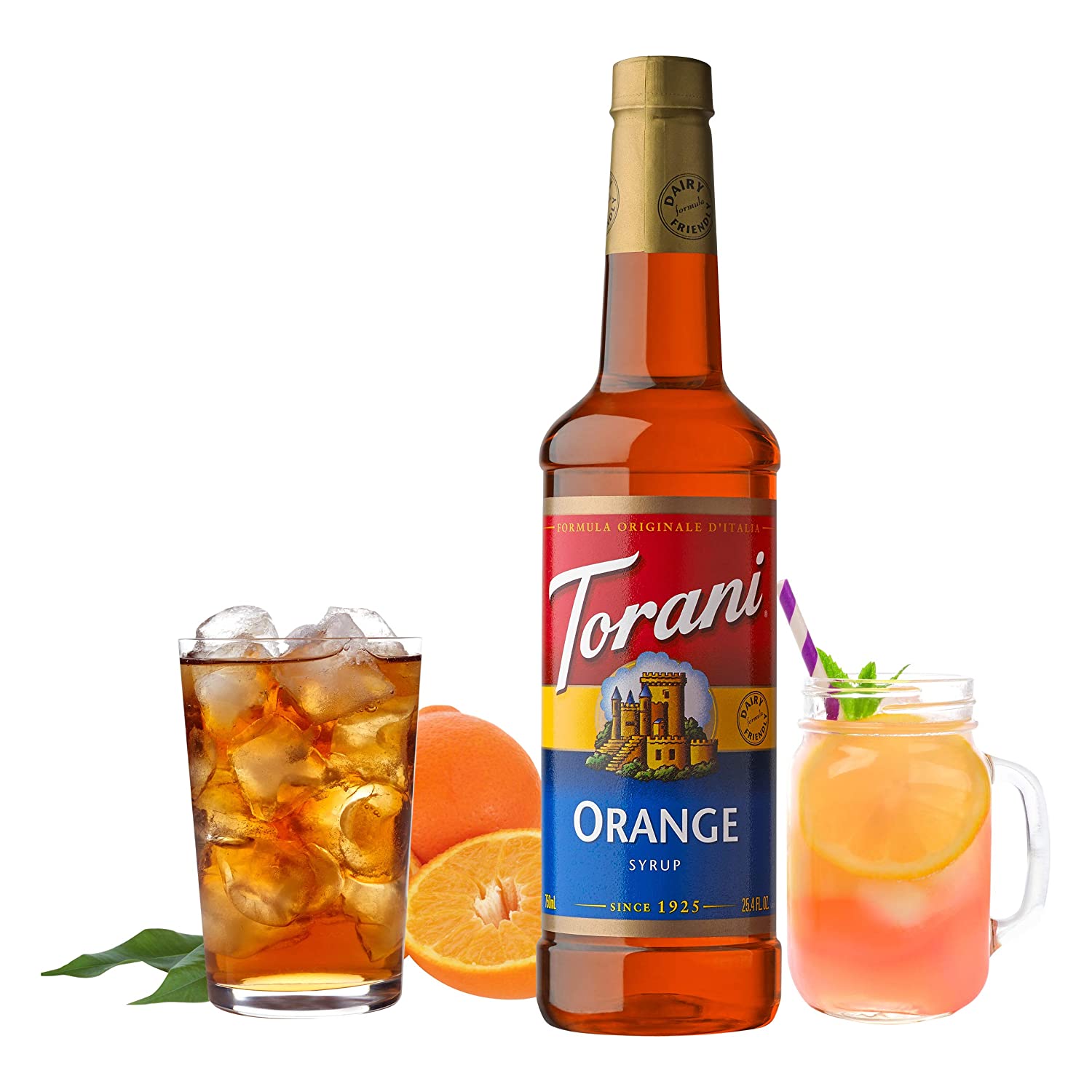 Torani Classic Flavored Syrups - 750 ml Glass Bottle: Orange