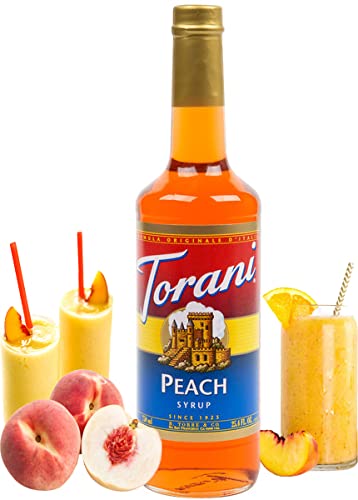 Torani Classic Flavored Syrups - 750 ml Glass Bottle: Peach