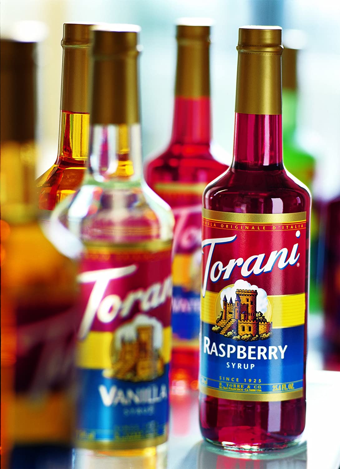 Torani Classic Flavored Syrups - 750 ml Glass Bottle: Raspberry