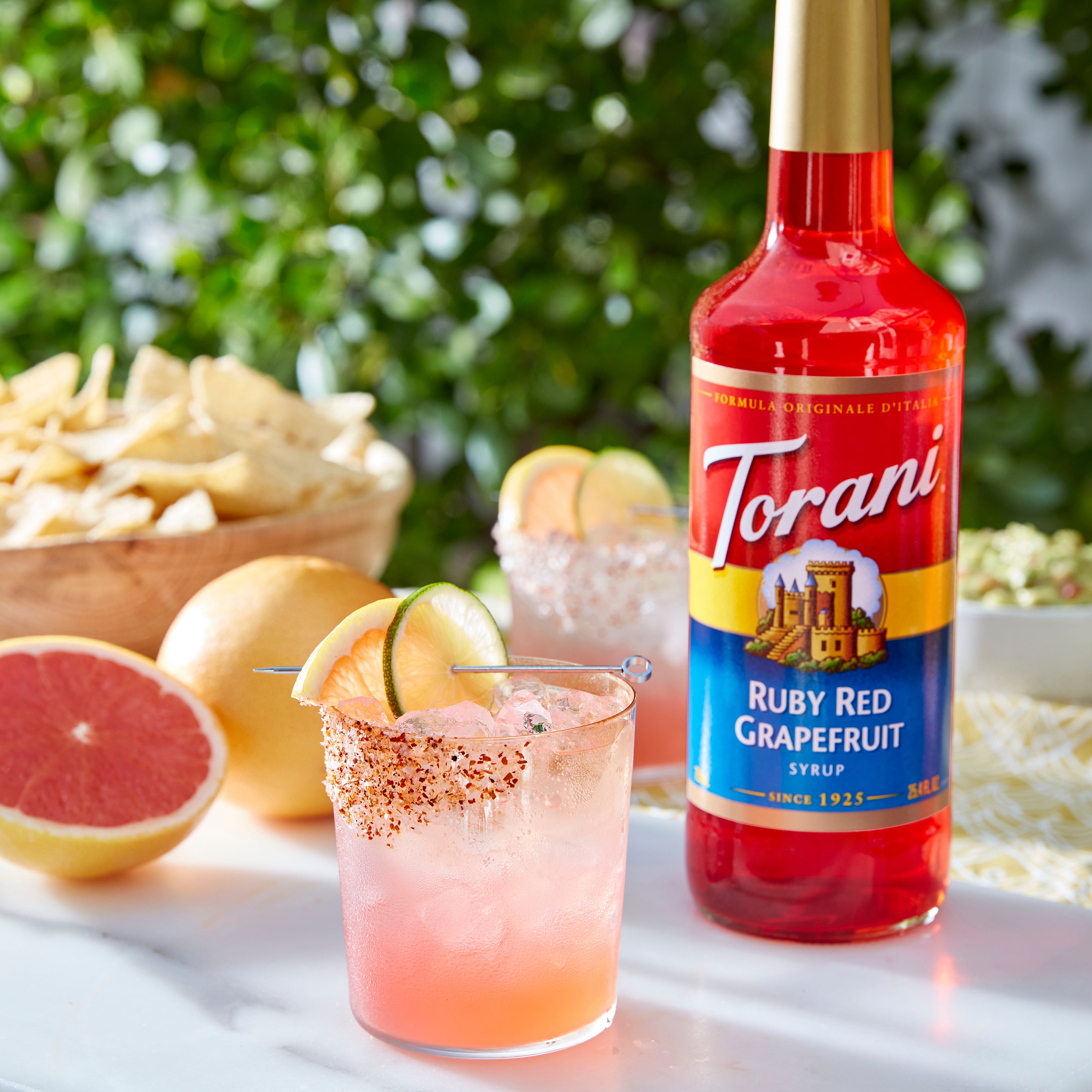 Torani Classic Flavored Syrups - 750 ml Glass Bottle: Ruby Red Grapefruit