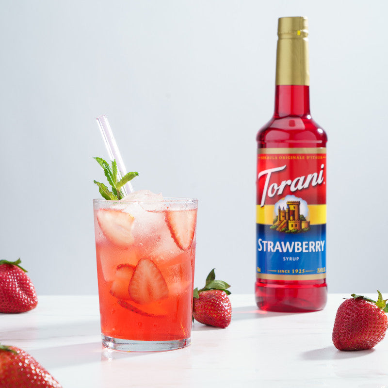 Torani Classic Flavored Syrups - 750 ml Glass Bottle: Strawberry