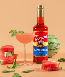 Torani Classic Flavored Syrups - 750 ml Glass Bottle: Watermelon