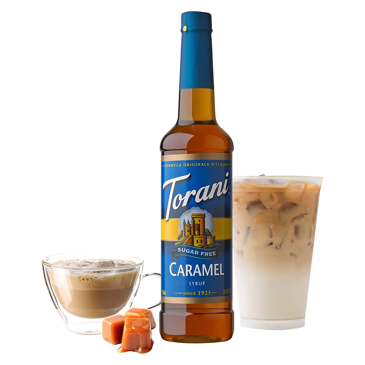 Torani Sugar Free Flavored Syrups - 750 ml Glass Bottle: Caramel