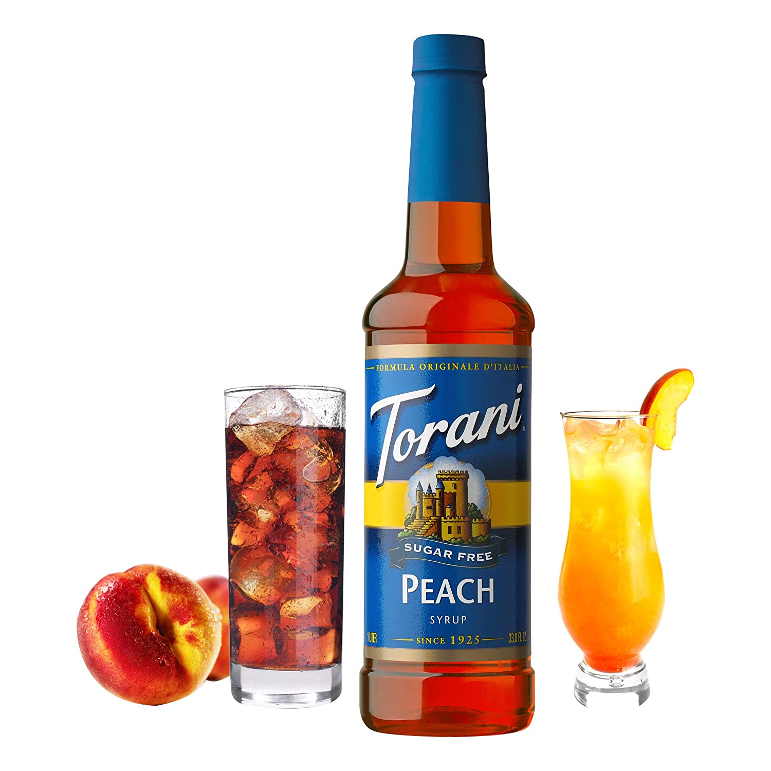 Torani Sugar Free Flavored Syrups - 750 ml Glass Bottle: Peach