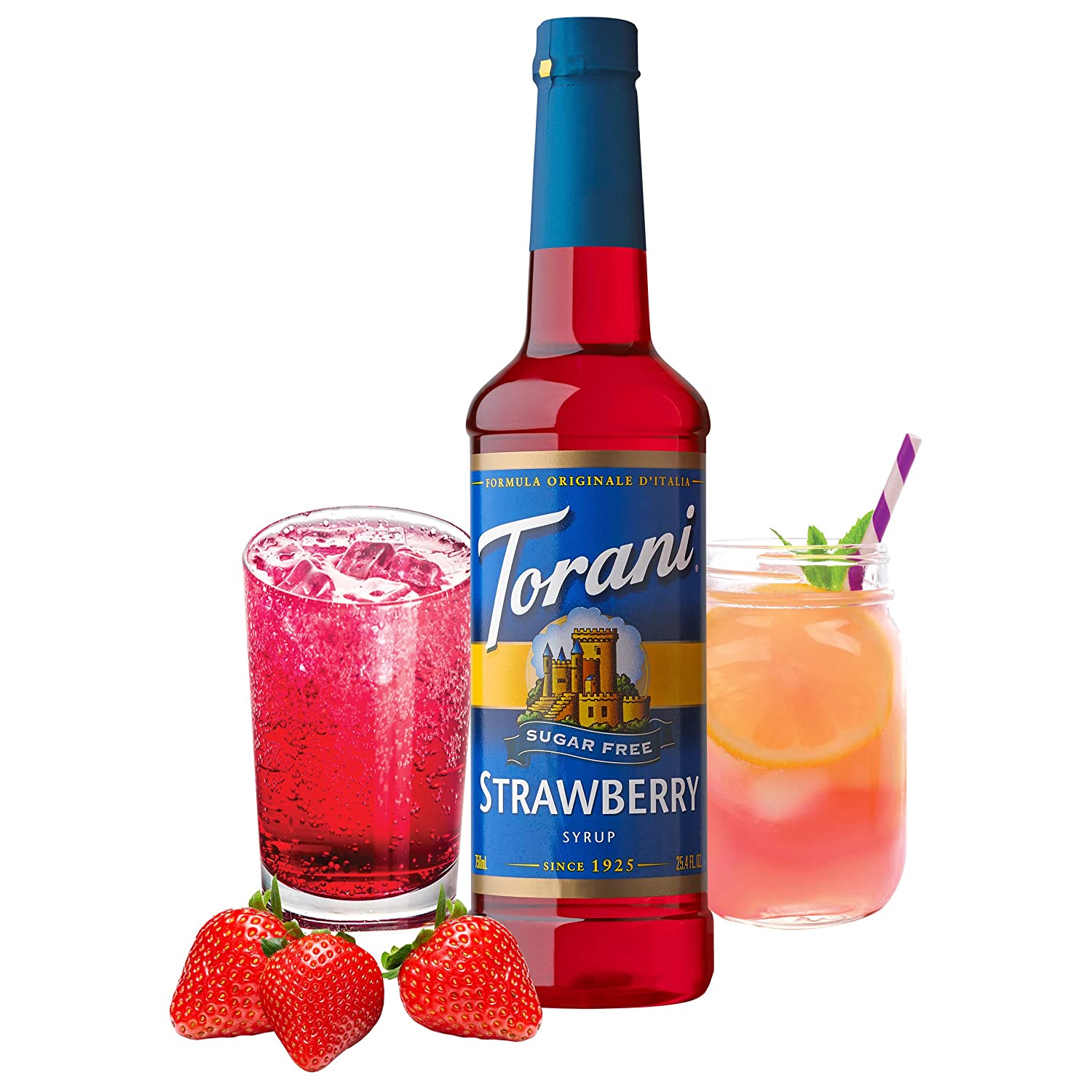 Torani Sugar Free Flavored Syrups - 750 ml Glass Bottle: Strawberry-2