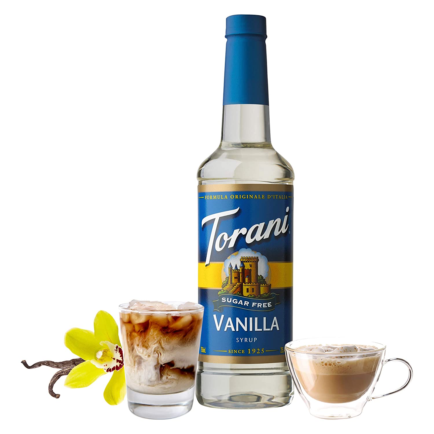 Torani Sugar Free Flavored Syrups - 750 ml Glass Bottle: Vanilla