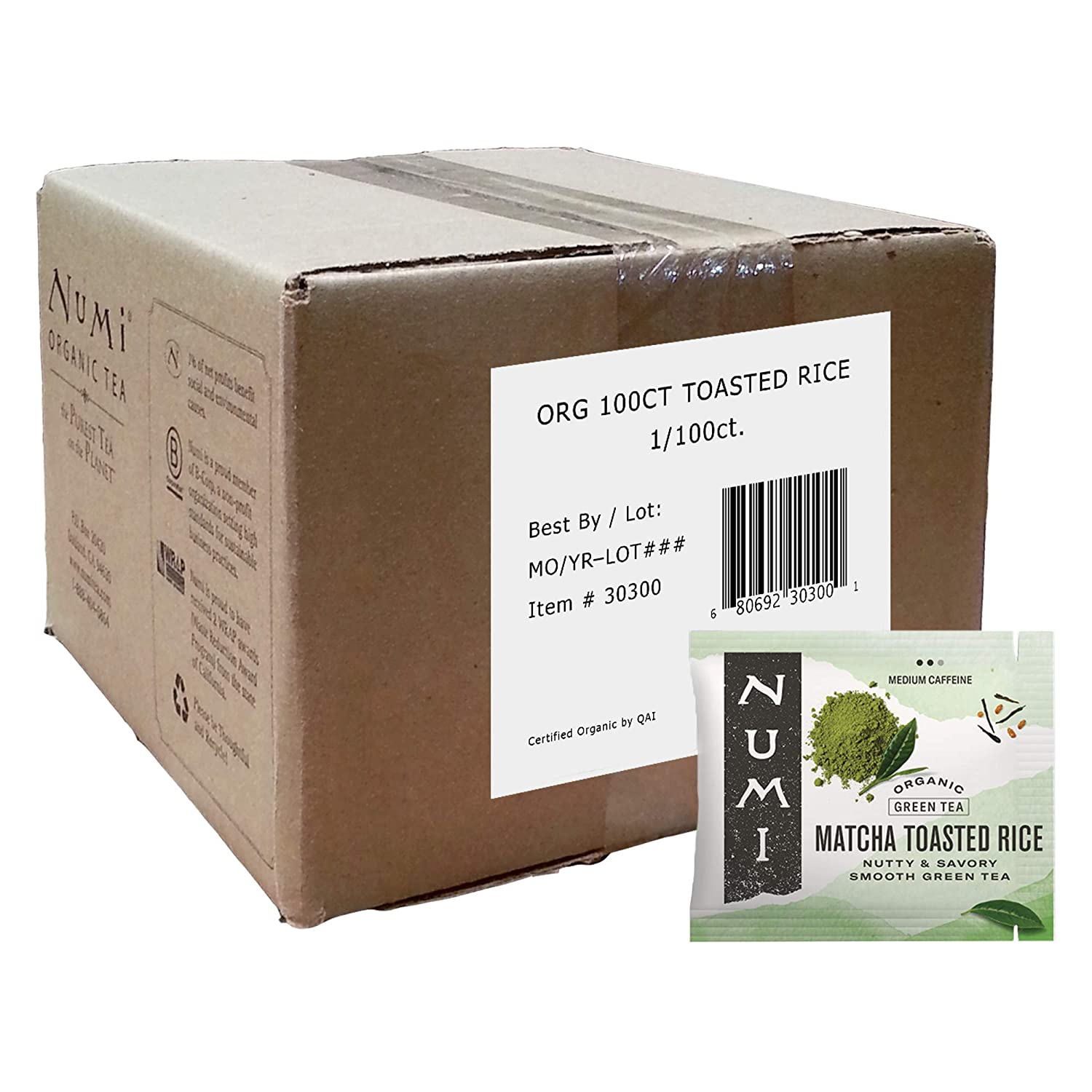 Numi Tea - Box of 100 Single Serve Packets: Matcha Toasted Rice
