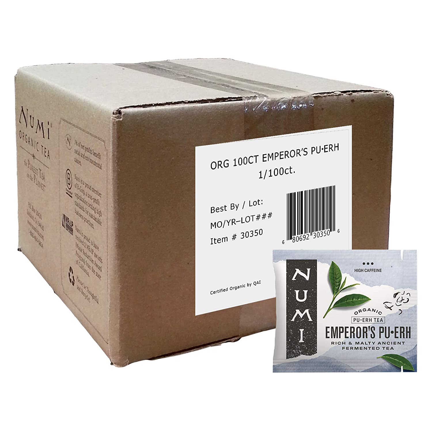 Numi Tea - Box of 100 Single Serve Packets: Emperor's Pu-erh
