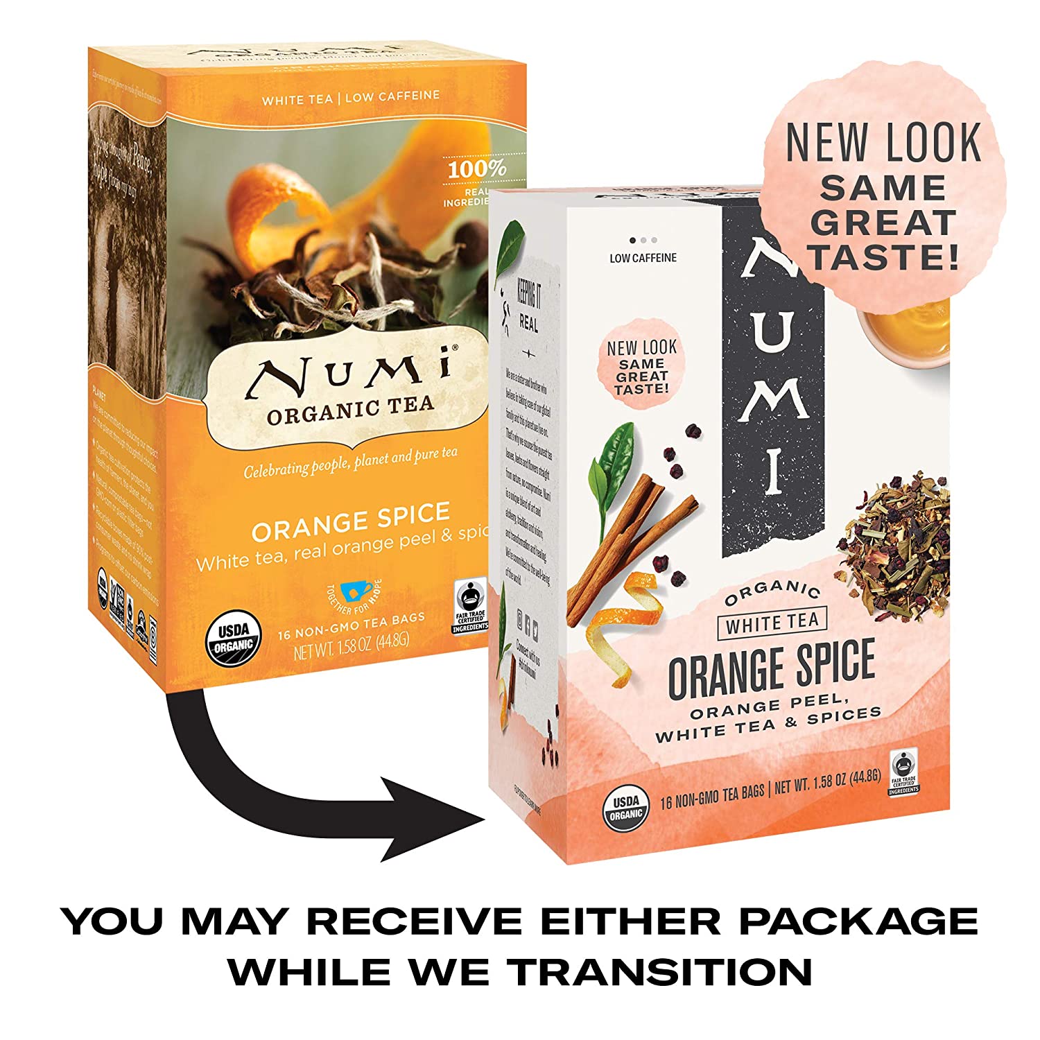 Numi Tea - Box of 16 Single Serve Packets: Orange Spice